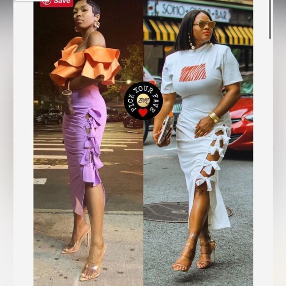 Hanifa Alex Midi Skirt‎ Tie Up Sides Size XS Salmon Pink with Crop Top Set - Picture 11 of 12